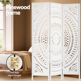 Artiss 3-Panel White Room Divider with Circle Pattern — 132x170cm, Pinewood and MDF — Allure Home Collections