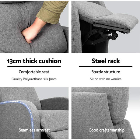 Artiss Grey Fabric Reclining Armchair for Ultimate Comfort and Style