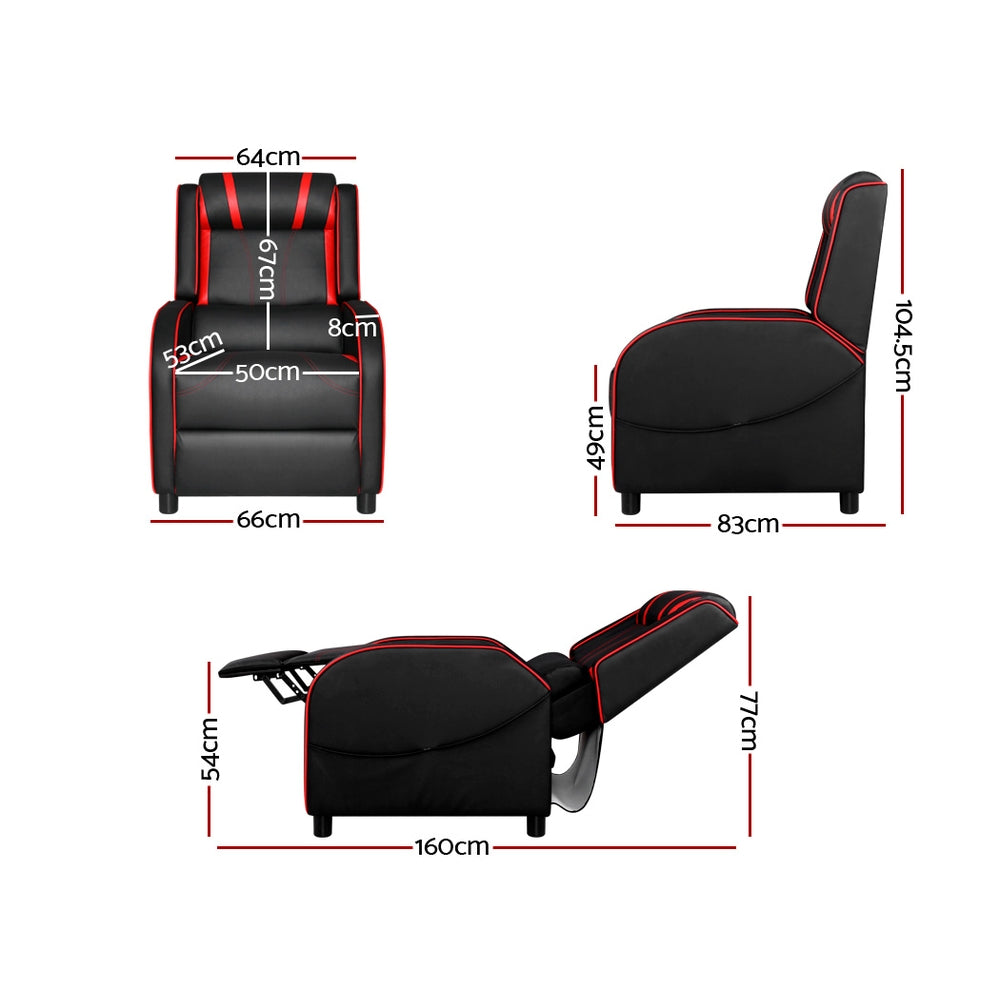 Artiss Serik Premium PU Leather Recliner Gaming Chair — Black — Allure Home Collections