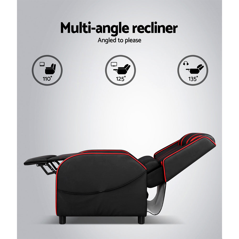Artiss Serik Premium PU Leather Recliner Gaming Chair — Black — Allure Home Collections