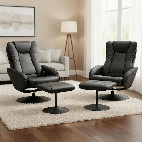 Lyonville Massage Recliner Chair 2pcs, Black