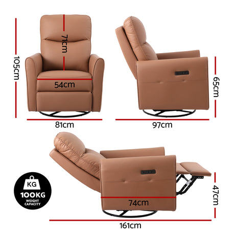 Beckett Swivel Recliner, Brown, view 2