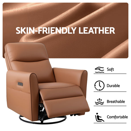 Beckett Swivel Recliner, Brown, view 5