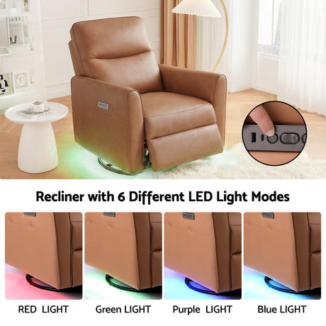 Beckett Swivel Recliner, Brown, view 6