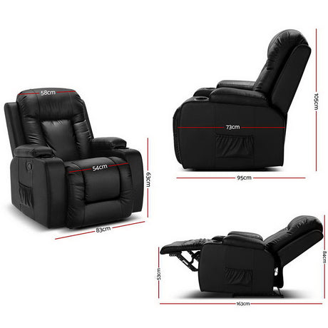 Artiss CABIN Electric Heated Massage Recliner Chair — Premium PU Leather — Allure Home Collections