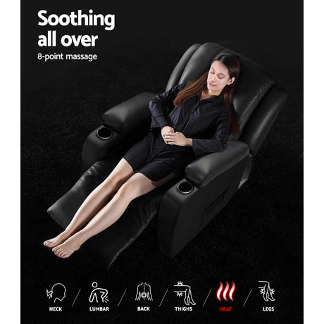 Artiss CABIN Electric Heated Massage Recliner Chair — Premium PU Leather — Allure Home Collections