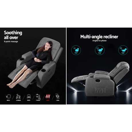 Artiss Electric Massage Recliner Chair - Grey