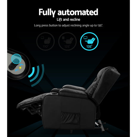 Artiss RUKWA Heated Massage Lift Assist Recliner — PU Leather — Allure Home Collections
