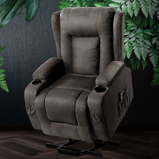 Artiss RUKWA Luxury Heated Massage Lift Assist Recliner — Velvet — Allure Home Collections