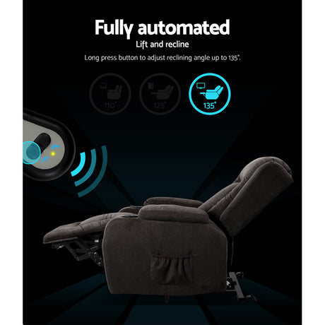 Artiss RUKWA Luxury Heated Massage Lift Assist Recliner — Velvet — Allure Home Collections