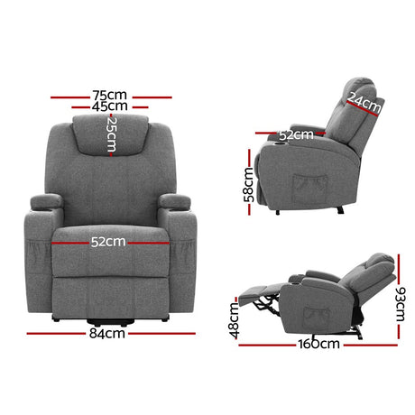Artiss MILIO 8-Point Heated Massage Lift Assist Recliner — Velvet — Allure Home Collections