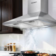 600 mm wall mounted range hood in brushed stainless steel