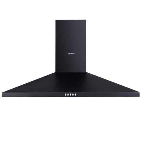 Three speed rocker button switches on the black range hood