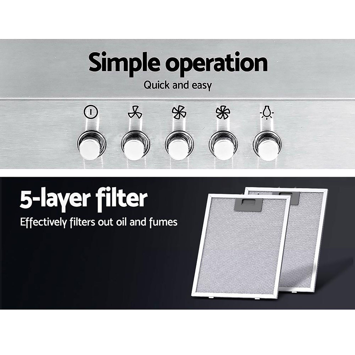 Five layer aluminium filters removed from the range hood