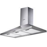 Dimension view of the 900 mm silver wall mounted range hood