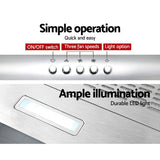 LED lamp lighting the cooktop under the slim range hood