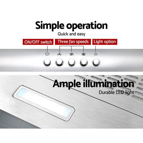 LED lamp lighting the cooktop under the slim range hood
