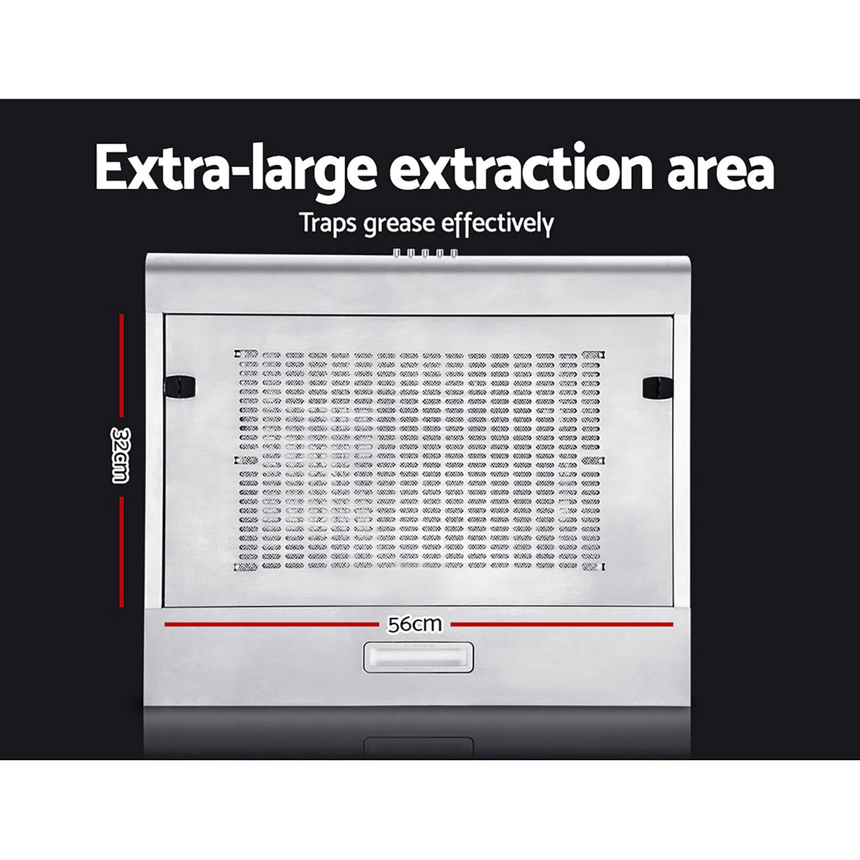 Top air outlet of the 600 mm slimline range hood