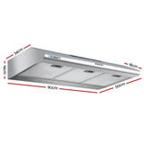 Slimline fixed range hood shown at an angle