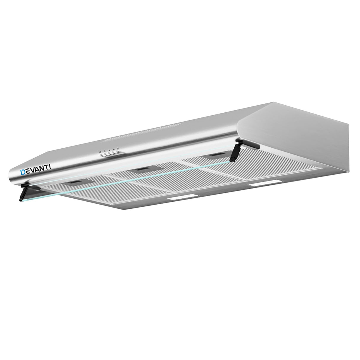 Dimension view of the 900 mm silver stainless steel fixed range hood