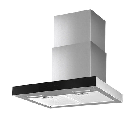 Dimension diagram of the 600 mm wall mounted glass range hood