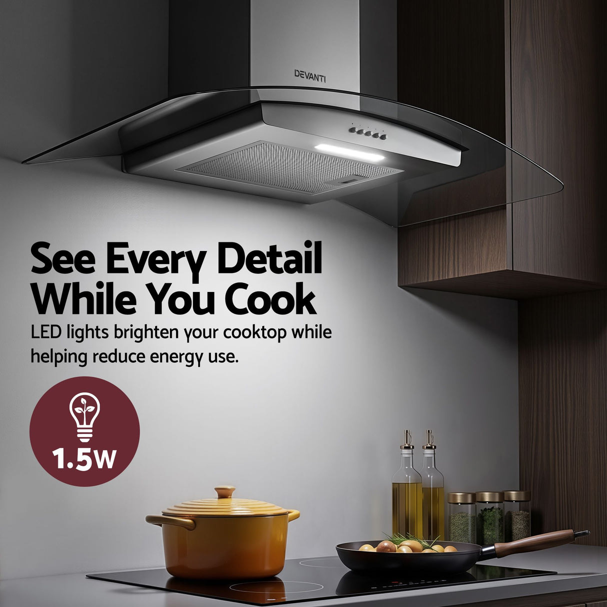 Filter clean indicator on the range hood control panel