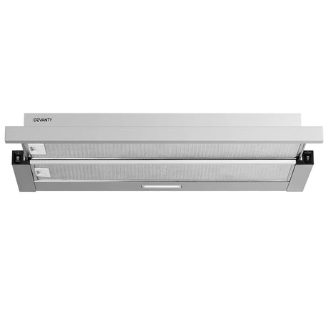 Push button controls for the two speed fan on the range hood