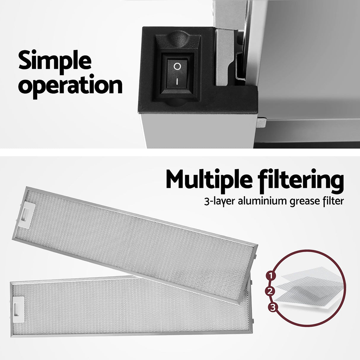 LED lights on the underside of the slide out range hood