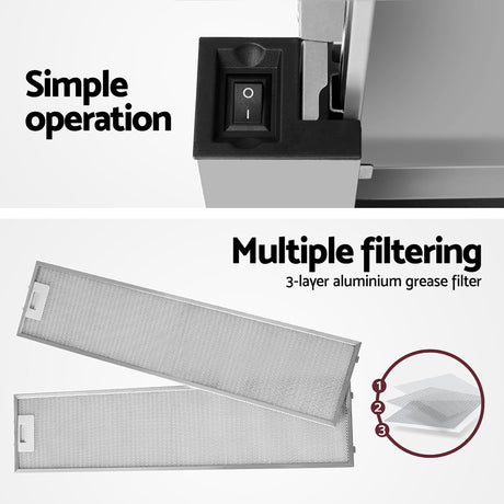 LED lights on the underside of the slide out range hood