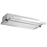 Dimension view of the 900 mm silver slide out range hood