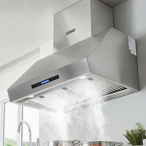 900 mm stainless steel wall mounted range hood, front view