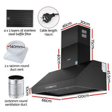 Remote control supplied with the 1200 mm black range hood
