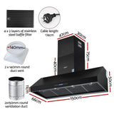 Remote control supplied with the 1500 mm black range hood