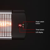 Carbon fibre heating elements glowing behind the reflector