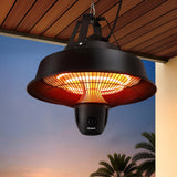 Bolsena black ceiling mounted infrared patio heater with remote control