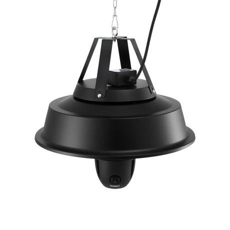 Underside of the patio heater showing the carbon fibre heating tube
