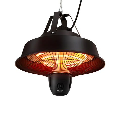 Adjustable hanging height of the black ceiling mounted patio heater