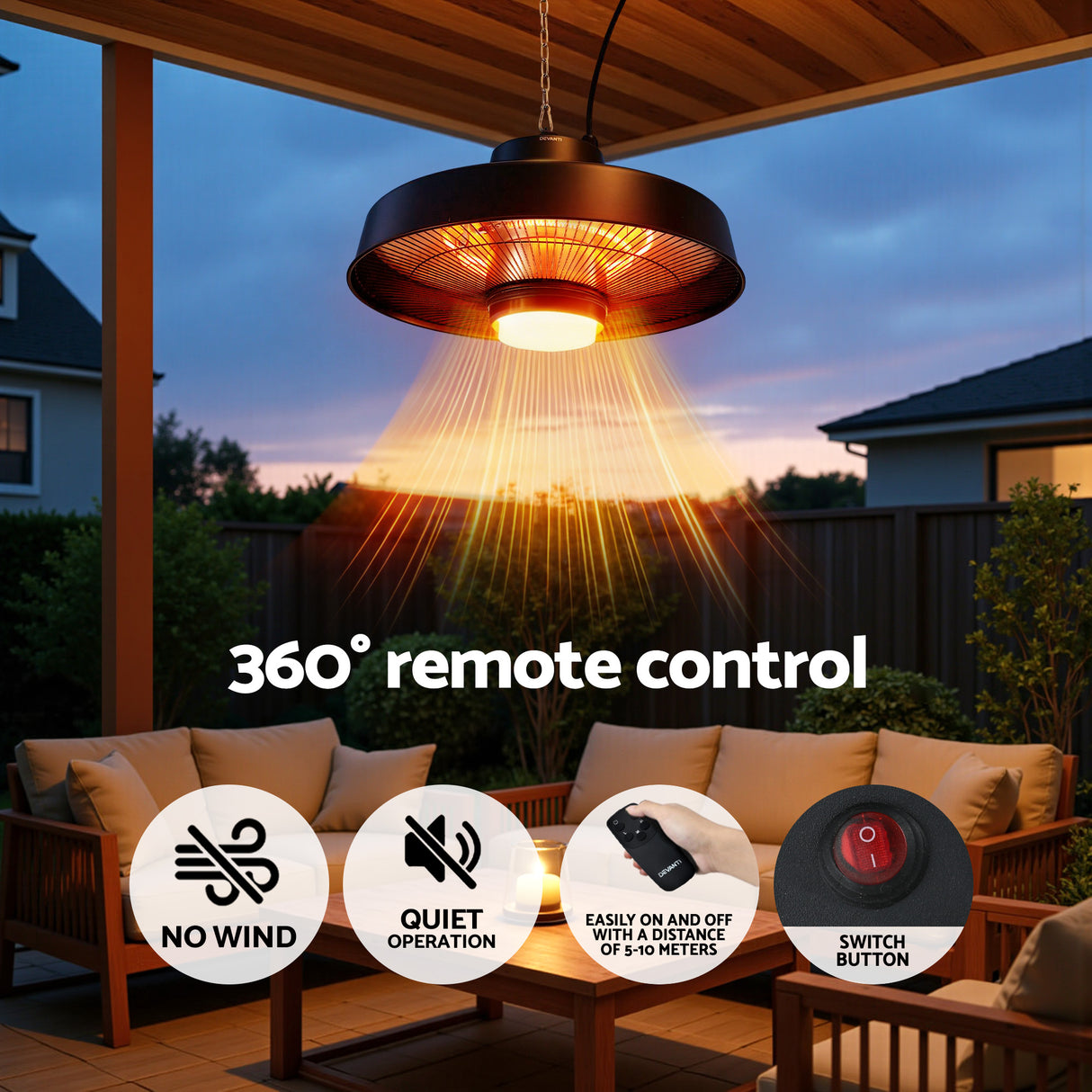 Built in 8 W LED light glowing warm white at 3000 K