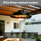 Dimension diagram of the hanging patio heater, 43.5 x 43.5 x 28 cm