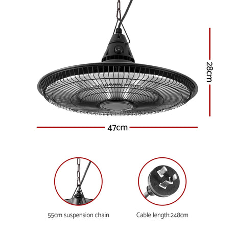 Remote control supplied with the hanging infrared patio heater