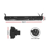 Slim black infrared strip heater shown at an angle with mounting brackets