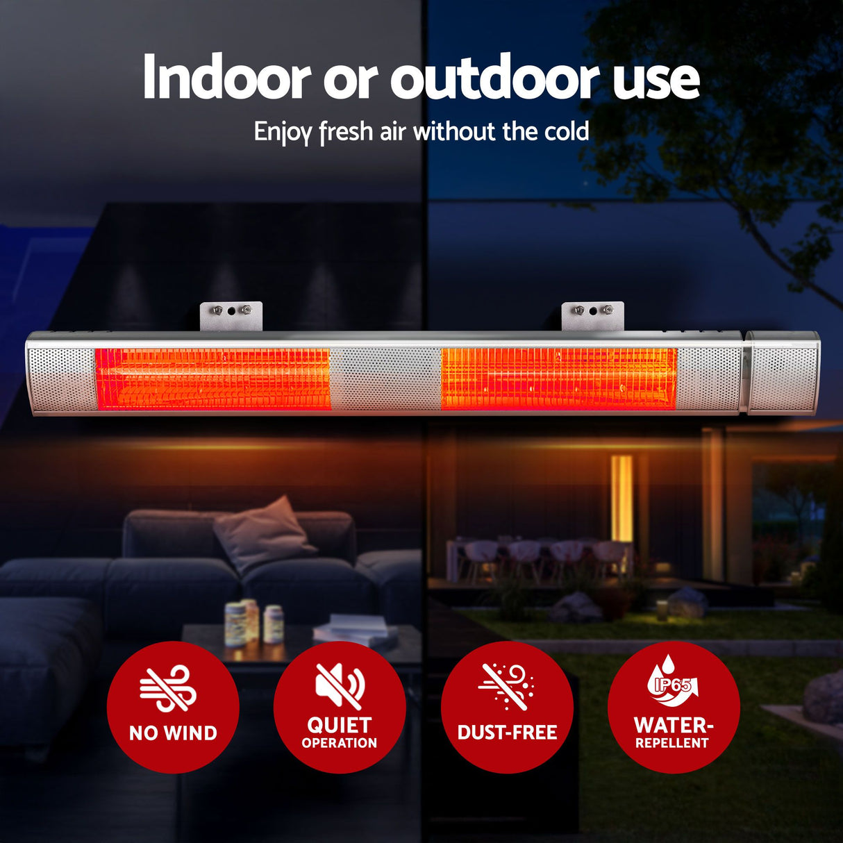 Mounting accessories and screws supplied with the infrared heater