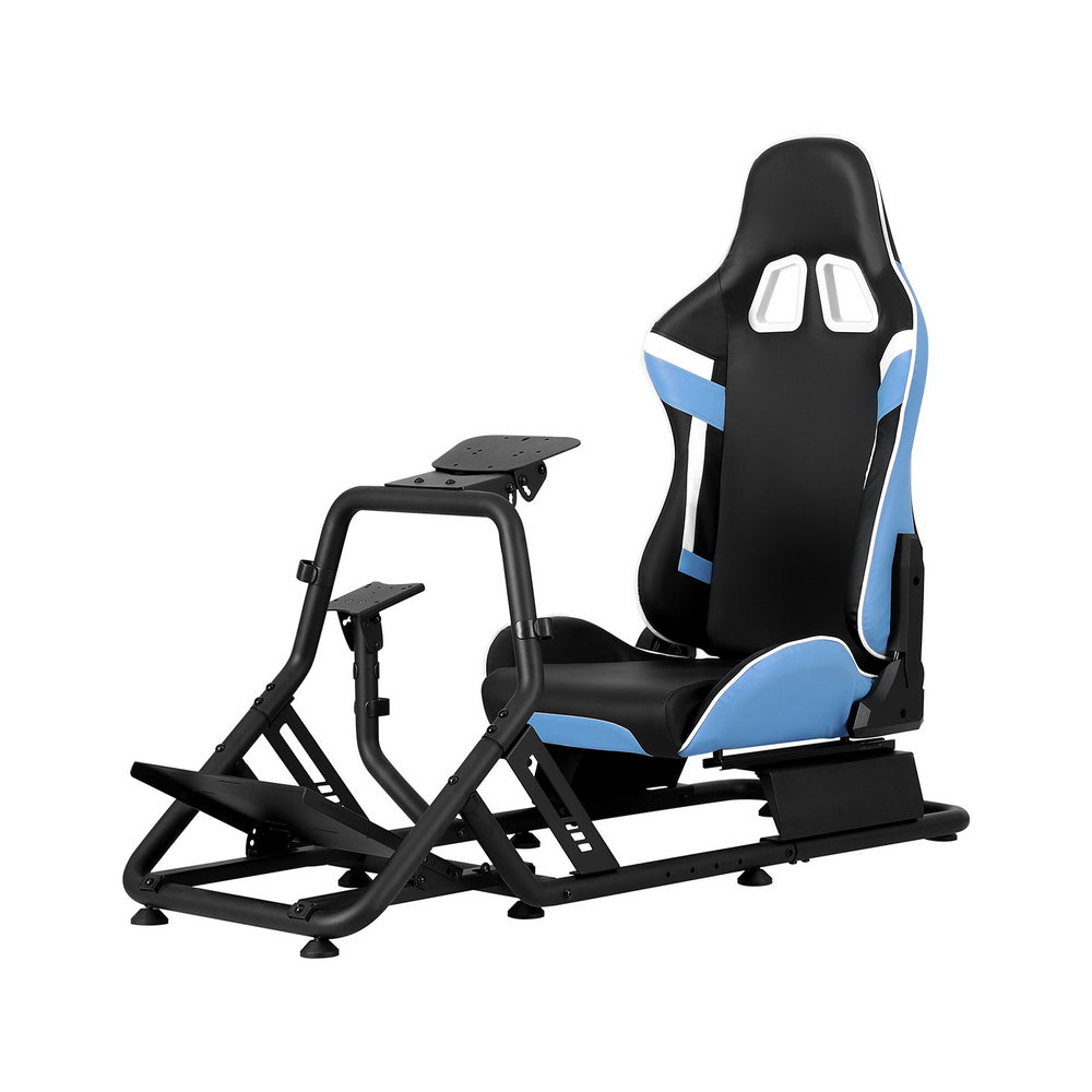 Artiss Racing Simulator Cockpit with Steering Wheel Stand — Blue — Allure Home Collections