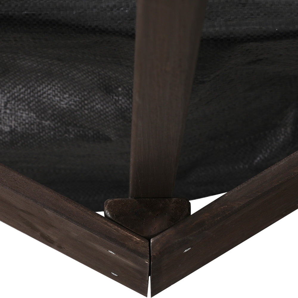 Wooden hexagon sandpit with canopy in walnut finish