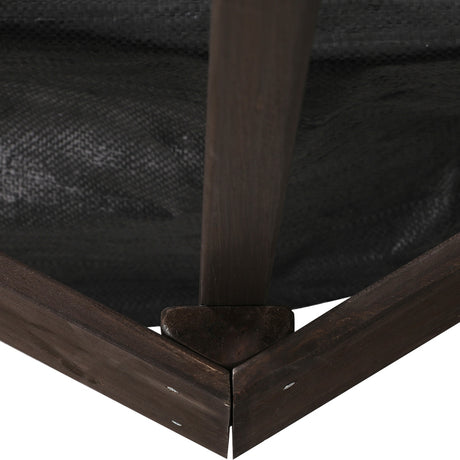 Wooden hexagon sandpit with canopy in walnut finish