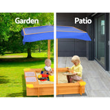 Wooden Sandpit with Adjustable Canopy and Dual Basins, 103cm
