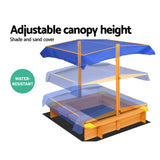 Wooden Sandpit with Adjustable Canopy and Dual Basins, 103cm