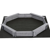 Keezi Kids Sandpit Wooden Round Sand Pit with Cover Bench Seat Beach Toys 182cm Grey