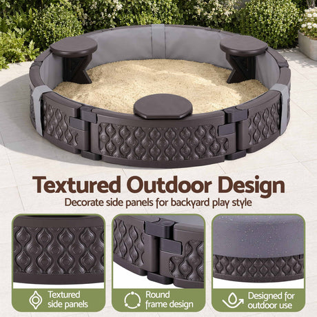 Round sandpit bottom liner detail