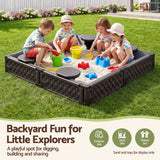 Square sandpit outdoor setup